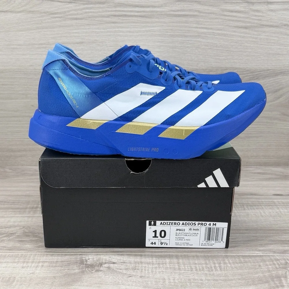 **Adidas ADIZERO ADIOS PRO 4 Blue White Lime Burst (JP6622) Authentic Men's 10